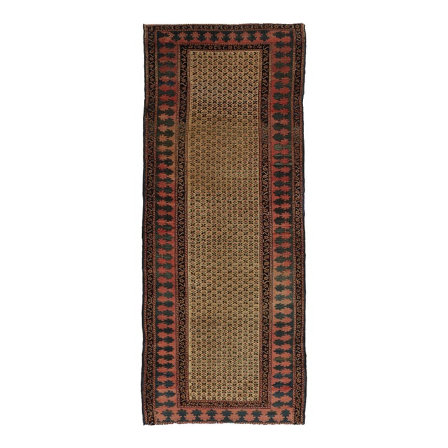 Antique Persian Runner Rug, Gold With All Over Floral Pattern - Rug & Kilim For Sale