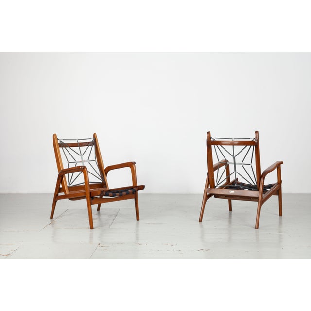 Italian Armchairs with Adjustable Backrest, 1950s, Set of 2 For Sale - Image 9 of 18
