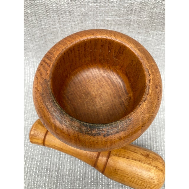 Vintage Hand Turned Wooden Mortar and Pestle For Sale - Image 4 of 10