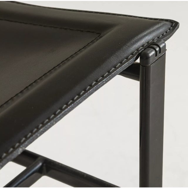 Italian Postmodern Chairs in Black Leather from Cidue, 1980s, Set of 6 For Sale - Image 3 of 6