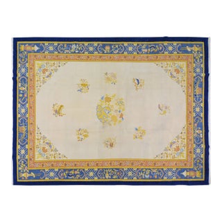 Vintage Chinese Art Deco Hand Knotted Wool Rug, 10'8'' X 14'4'' For Sale