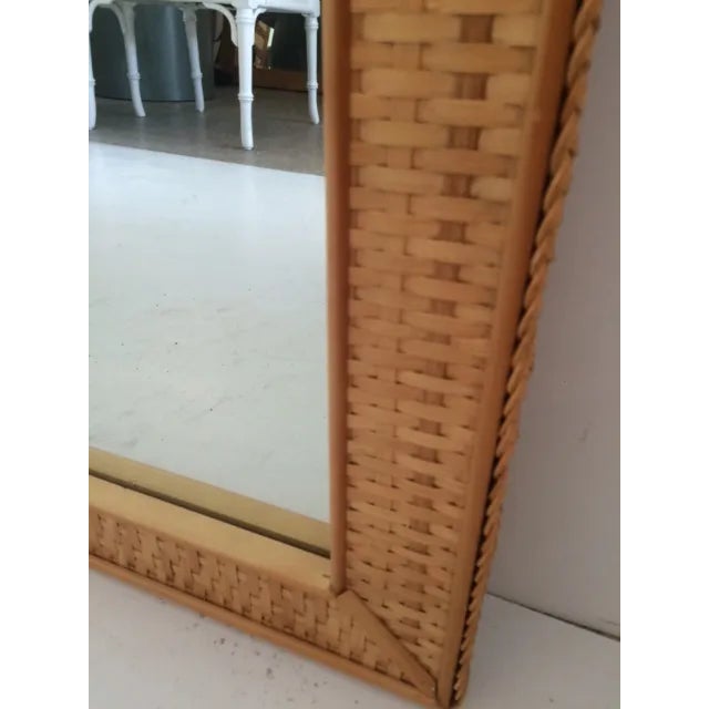 1980s Boho Chic Rattan Wall Mirror For Sale - Image 9 of 10