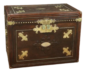 Leather Flat Trunk with Lys Flowerss