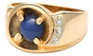 14KY Synthetic Star Sapphire & Diamond Ring, size 9