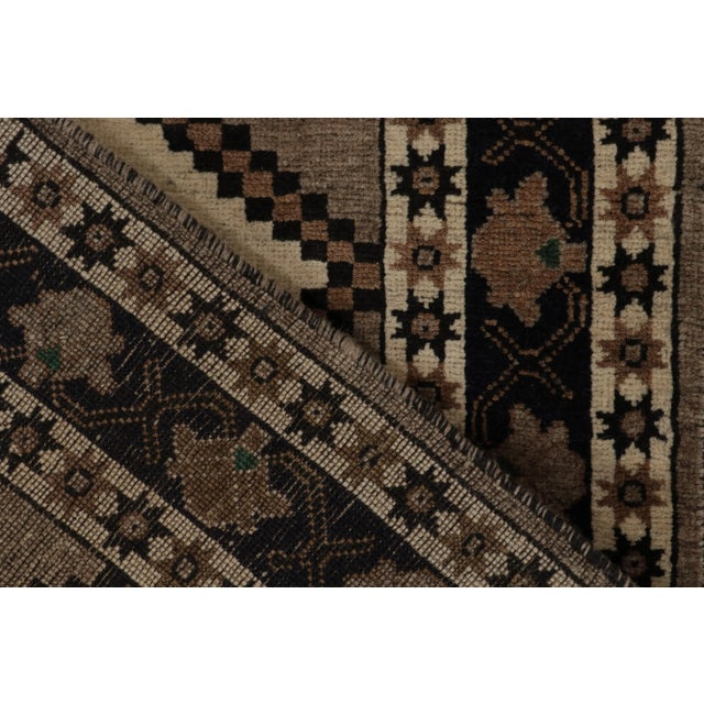 Textile 1950s Vintage Gabbeh Tribal Runner in Gray, Beige-Brown and Black Lozenge Medallion For Sale - Image 7 of 8