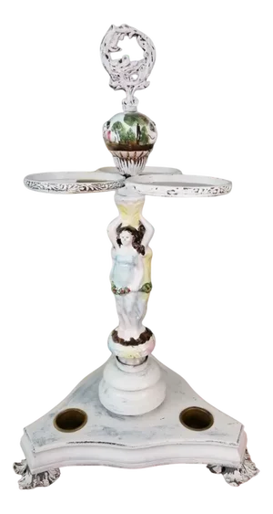 Ceramic and Wood Umbrella Stand from Capodimonte, 1950s