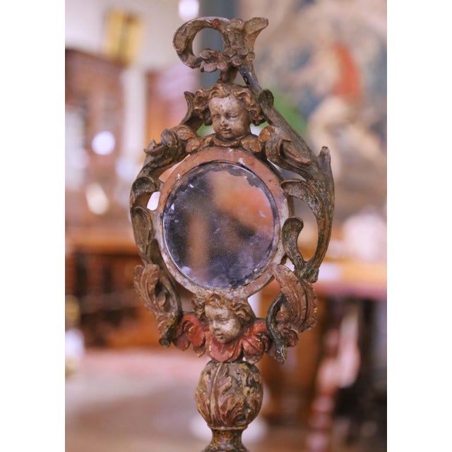 Baroque 18th Century Italian Baroque Carved Giltwood Reliquary Mirror For Sale - Image 3 of 7