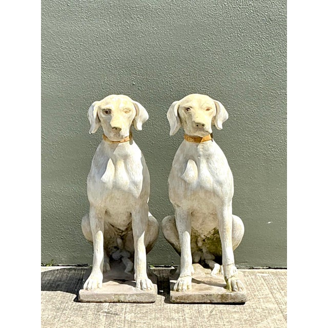 Mid 20th Century Vintage Cast Concrete Dogs - A Pair For Sale - Image 5 of 12