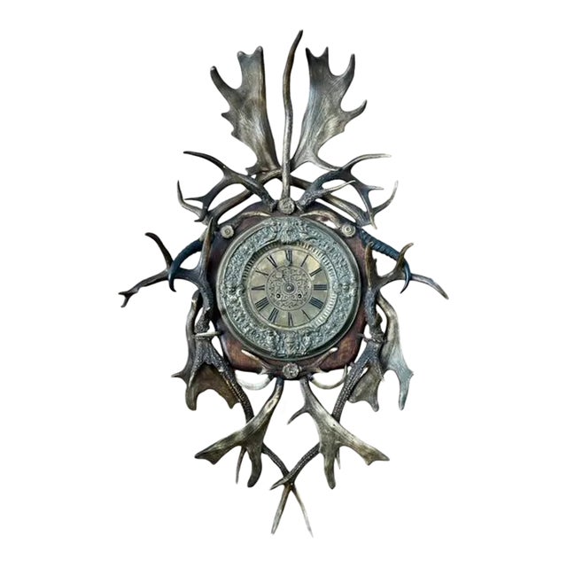 Antique 1900s Antler Clock For Sale