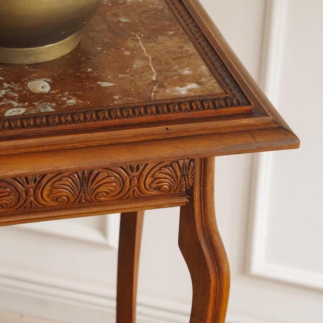 Tall Side Table with Marble Top For Sale - Image 5 of 12