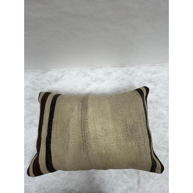 Contemporary Turkish Hemp Pillow Cushion Natural Beige Black Pillow Cushion Cover 16" x 24" For Sale - Image 3 of 4