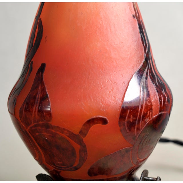 Charles Schneider French Art Deco Cameo Night Lamp by Le Verre Francais Schneider - 1920s France For Sale - Image 4 of 9