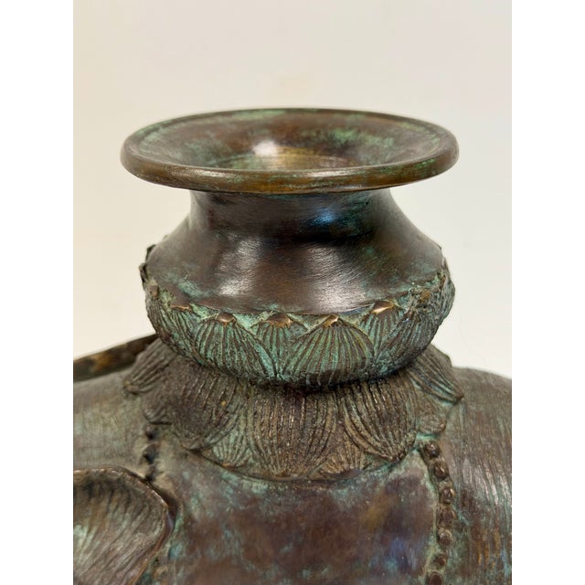 Metal Vintage Maitland-Smith Bronze Elephant Sculpture Candle Holder For Sale - Image 7 of 12