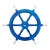 Vintage Nautical Handcrafted Blue Wooden Ship Wheel With Aluminium Hub & Handle For Sale