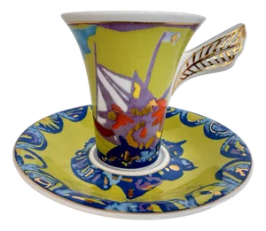 Artist Espresso Annual Cup and Saucer Limited Art Series by Gilbert Portanier for Rosenthal, 1995, Set of 2