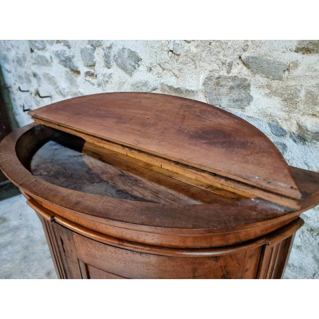 Antique French Château Walnut Demi-Lune Cabinet, Late 18th Century For Sale - Image 16 of 18