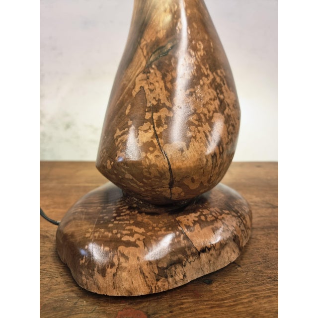 Hand-Carved Wooden Mushroom Table Lamp with Integrated Led For Sale - Image 6 of 18