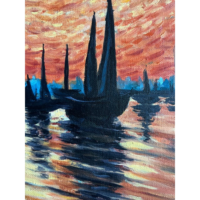 Golden Sky Over the Harbor – Original Oil Painting For Sale In San Francisco - Image 6 of 10