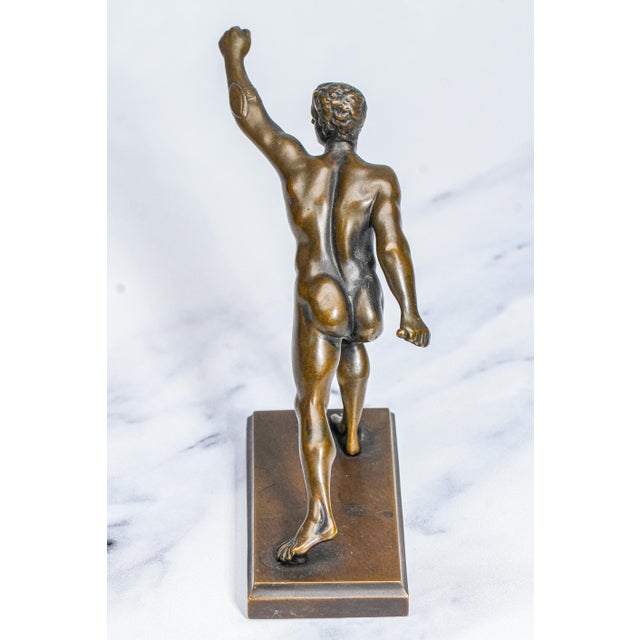 Metal Wonderful Miniature Borghese Gladiator Antique Grand Tour Bronze Statue Sculpture Neoclassical For Sale - Image 7 of 13