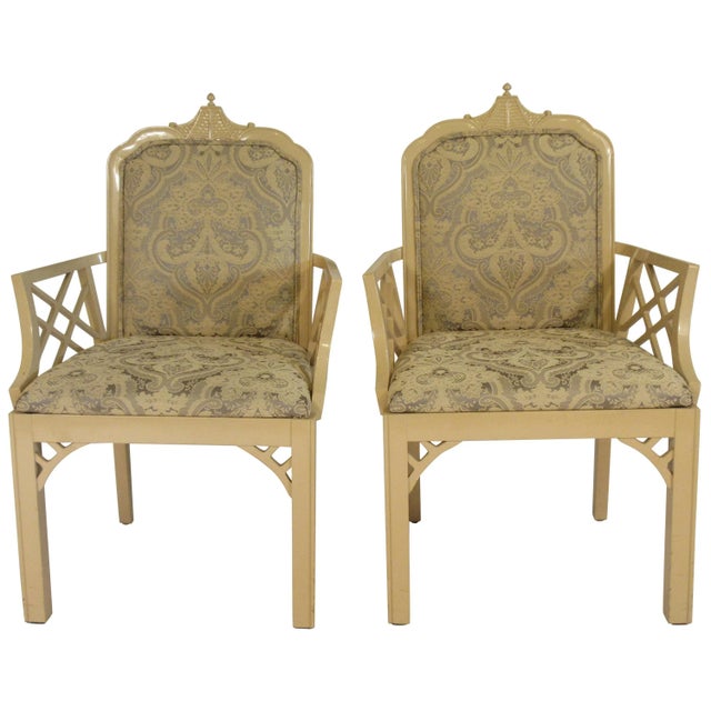 1970s Wood Pagoda Armchairs - A Pair For Sale - Image 13 of 13