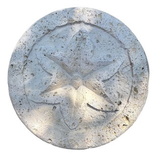 1980s Sculptural Carved Limestone Spiral Pedestal Table Base With Star Motif For Sale