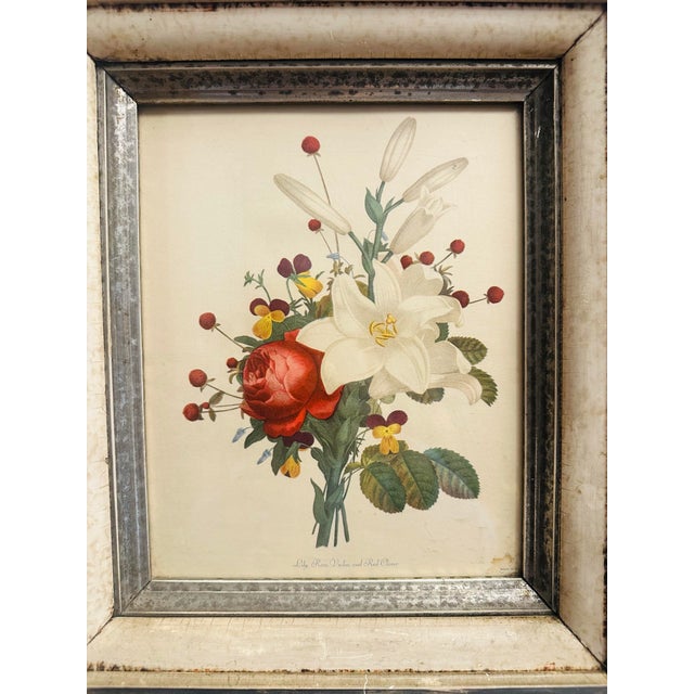 Wood Shabby Chic Antique Floral Print For Sale - Image 7 of 9