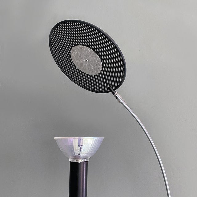 Black Italian Post Modern Black Metal and Steel Floor Halogen Floor Lamp, 1980s For Sale - Image 8 of 14