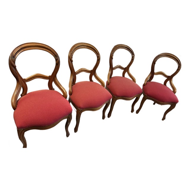 19th Century Victorian Carved Chairs Set of Four For Sale