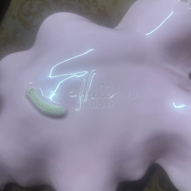 Art Deco Vintage Hull Pink Ceramic Platter With Tuscany Green Grapes For Sale - Image 3 of 7