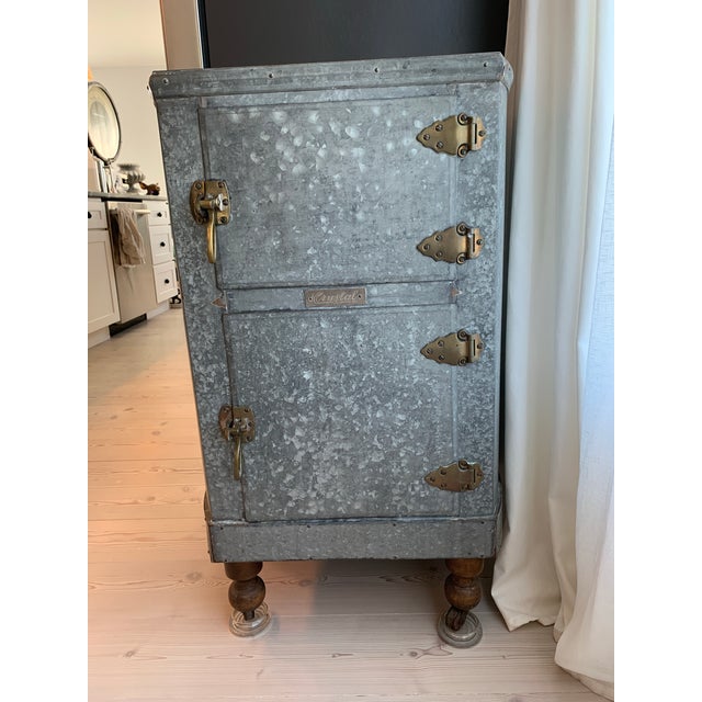 Antique Farmhouse Galvanized Zinc Ice Box For Sale - Image 12 of 12