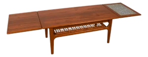1960s Mid Century Modern Trioh Teak and Cane Coffee Table
