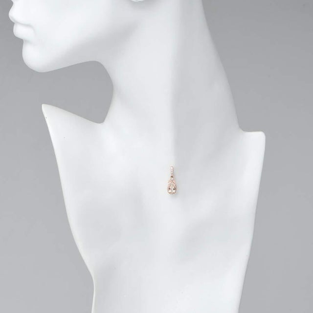 Contemporary 14KR Morganite(.71) & Diamond Halo Pendant For Sale - Image 3 of 3