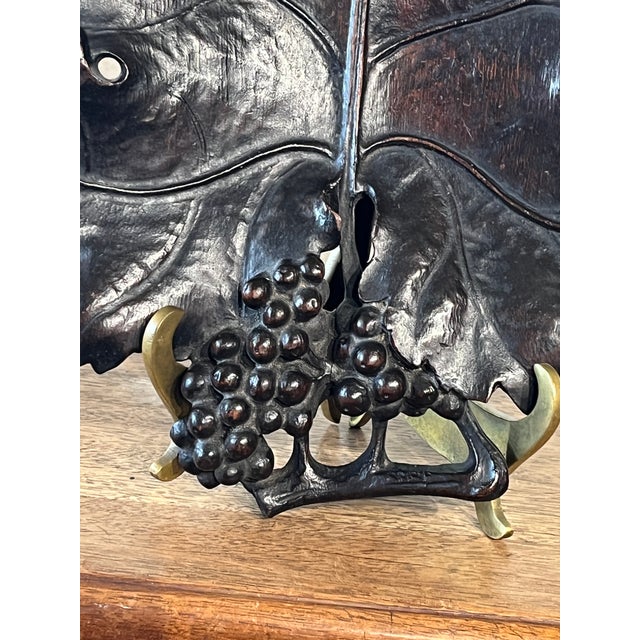 1910s American Art Nouveau Carved Mahogany Grape Leaf Tray by E. Kopriwa Co. For Sale - Image 12 of 12