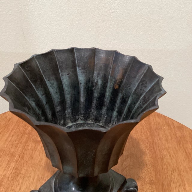 Mid 20th Century Vintage Bronze Brass Footed Urn Planter For Sale - Image 10 of 13