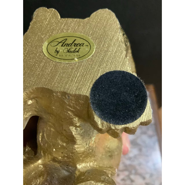 Gold Pair of Chinoiserie Gold Gilt Foo Dog Accents or Bookends by Sadek. Great for Palm Beach Regency, Hollywood Regency, Feng Shui or Traditional Decor For Sale - Image 8 of 9