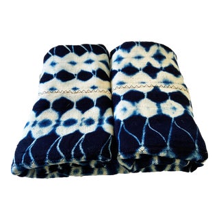 Vtg Mali Indigo Mud Cloth Textile 39" by 67" For Sale