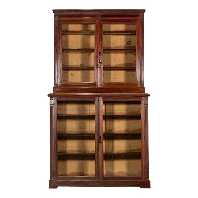 English Glazed Mahogany Bookcase, 1860s For Sale