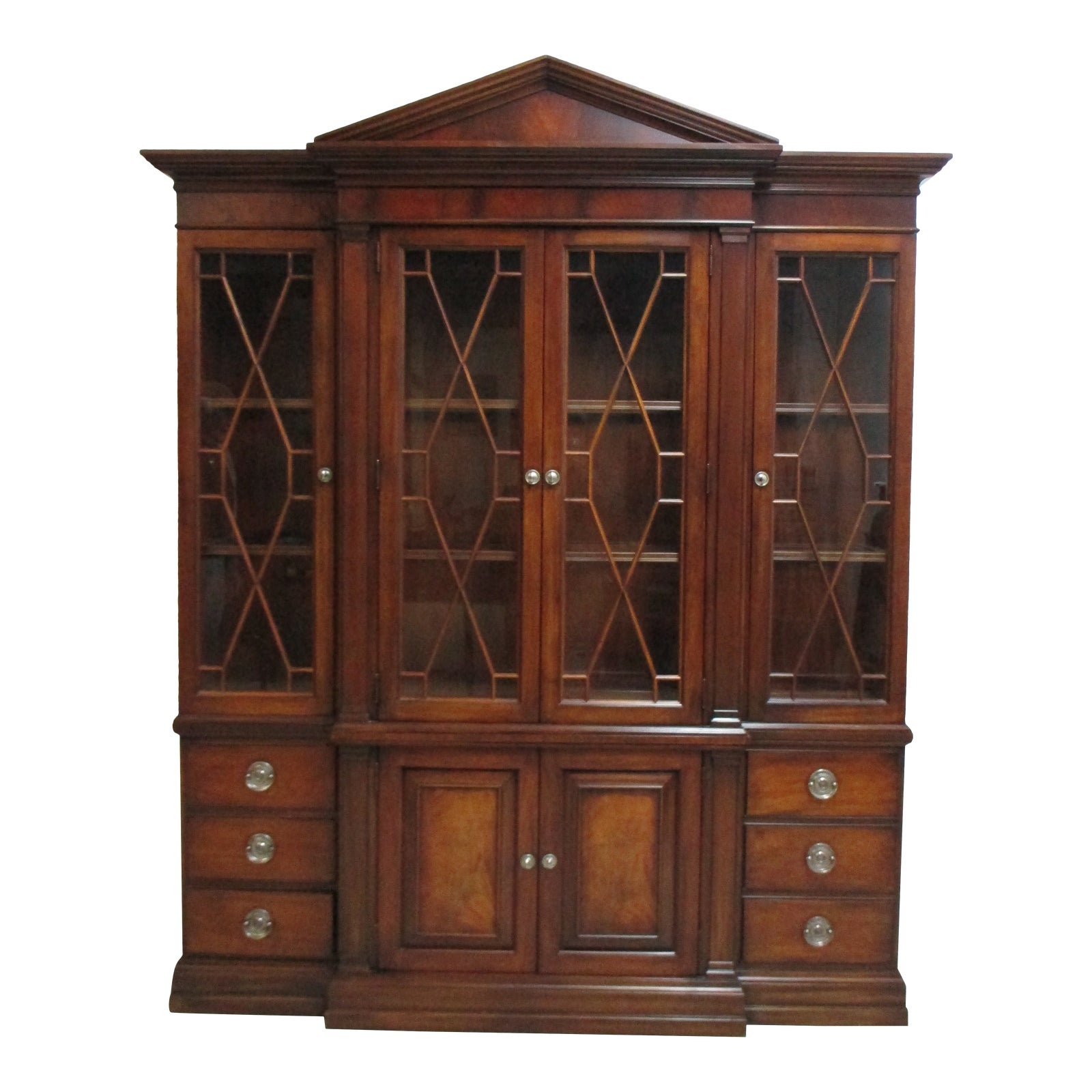 Ethan Allen Newport Mahogany China Breakfront Display Hutch