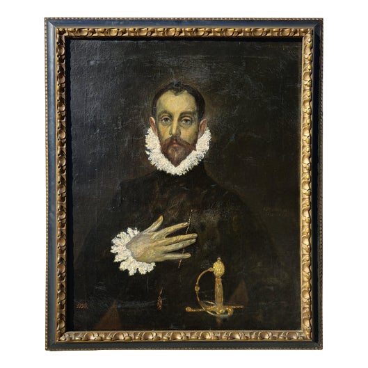 After El Greco, The Nobleman with His Hand on His Chest, 1924, Oil Painting, Framed For Sale