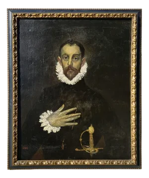 After El Greco, The Nobleman with His Hand on His Chest, 1924, Oil Painting, Framed