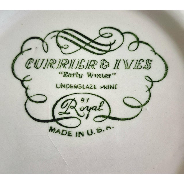 Currier & Ives Blue by Royal 8.5" Rimmed Cereal Soup Bowl Early Winter Set of 10 For Sale - Image 9 of 13