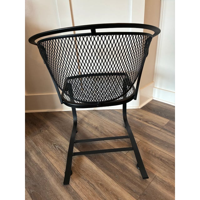 Salterini 1960s Mid Century Salterini Style Wrought Iron Mesh Outdoor Rocker Chair For Sale - Image 4 of 9