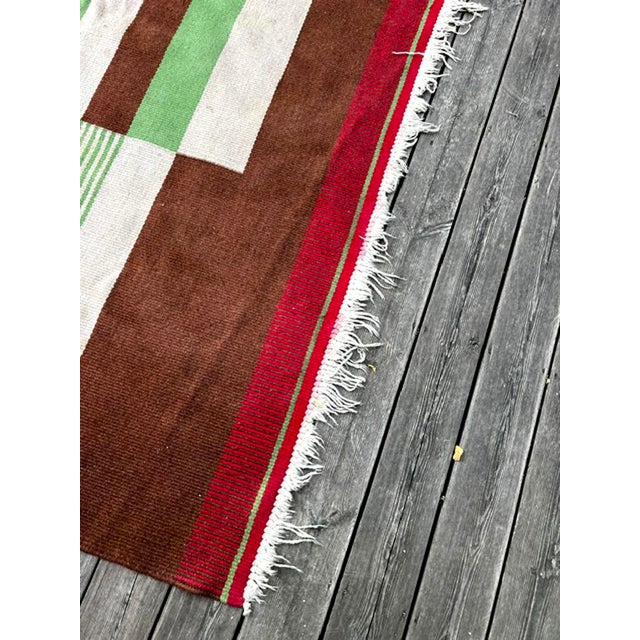 Green Large Mid-Century Modern Wool Rug, Czechoslovakia, 1960s For Sale - Image 8 of 15