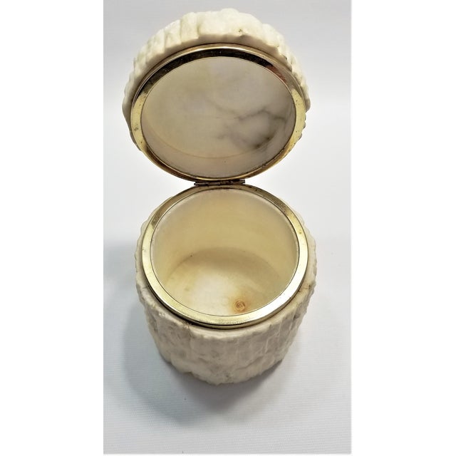 Rare Heavy Vintage Italian Alabaster Marble Jewelry Box Italy Mid Century Modern Palm Beach Boho Chic