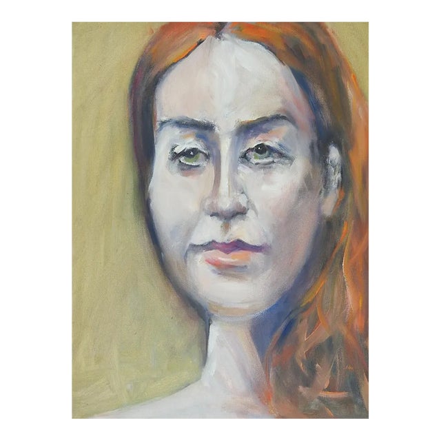 Late 20th Century Modernist Portrait Painting of Red Haired Woman For Sale