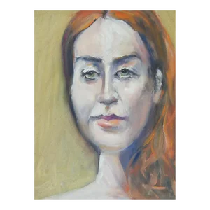 Late 20th Century Modernist Portrait Painting of Red Haired Woman