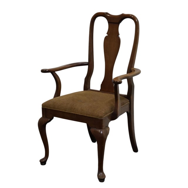 HICKORY WHITE Solid Mahogany Traditional Queen Anne Style Splat Back Dining Arm Chair 39.5” High 26.5” Wide 22.75” Deep...