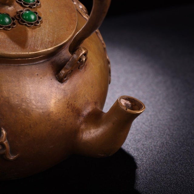 Metal Late 19th Century Copper Teapot With Gemstone Inlays, 1.1kg For Sale - Image 7 of 9