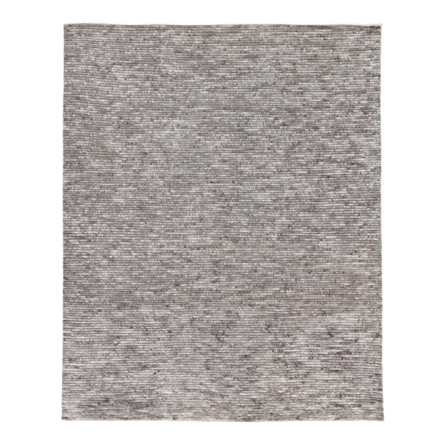 Exquisite Rugs Hamilton Hand Knotted Wool Gray & Ivory - 9'x12' For Sale
