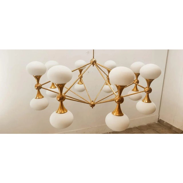 16 Light Brass Sputnik Chandelier with Oval Globes For Sale - Image 10 of 18